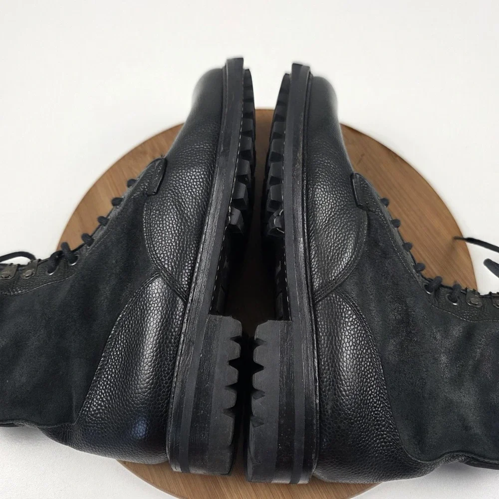 Rag & Bone Boots Mens Size 10 Black Leather Combat Lace Up Ankle Handmade Italy